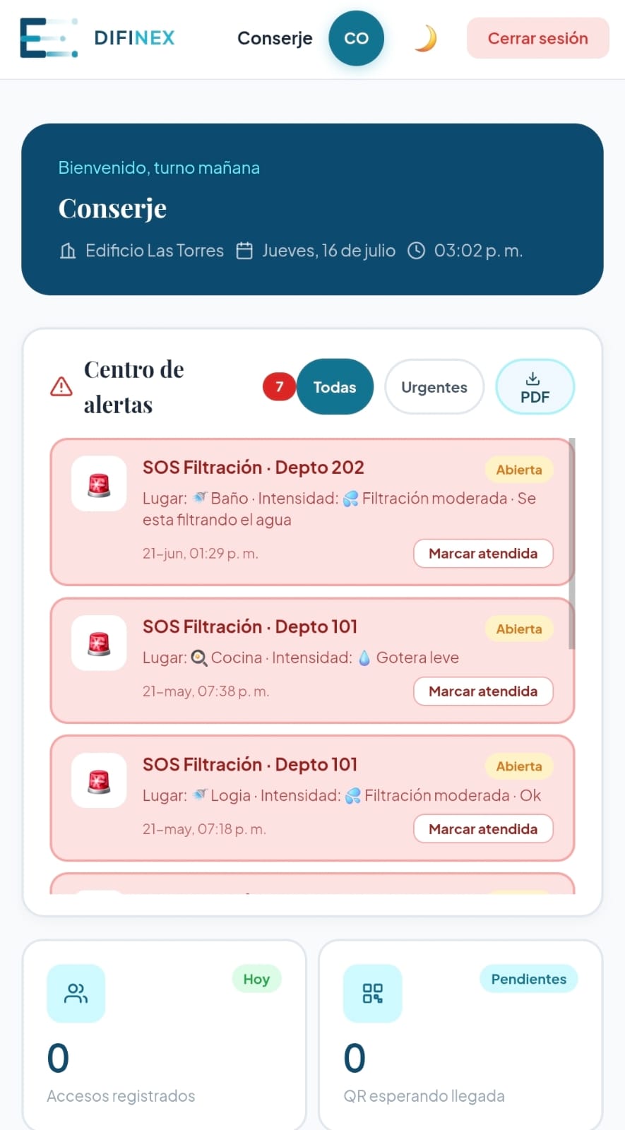 EDIFINEX — Panel Conserje